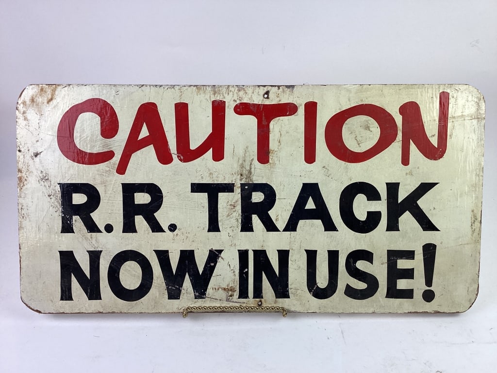 Painted Wood Railroad Sign Caution (1 of 3)