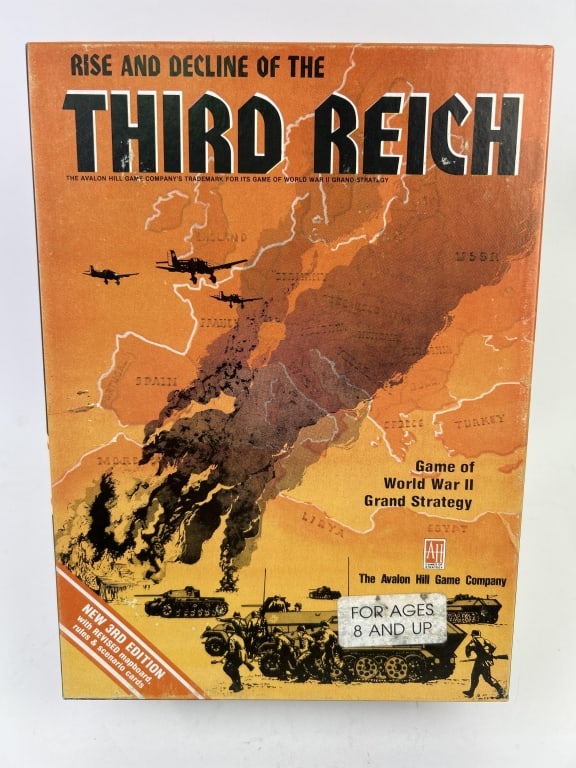 WWII Strategy Game Third Reich Avalon 1974: Rise and Decline of the Third Reich - Game of WWII Grand Strategy. 1974 The Avalon Hill Game Company #813. Not sealed, unpunched