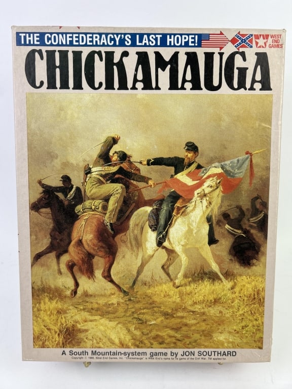 Civil War Game Chickamauga West End Games: The Confederacy's Last Hope! - Chickamauga. 1986 West End Games, Inc. #10130. Not sealed, unpunched.