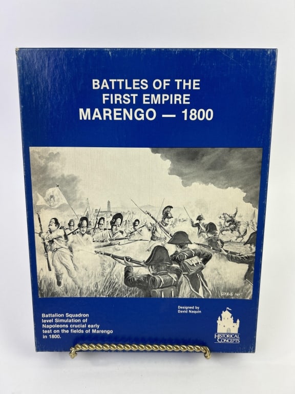 Battles of the First Emprite Marengo - 1800 Game: Battles of the First Empire - Marengo - 1800 - Battalion Squadron level Simulation of Napoleons crucial early test on the fields of Marengo in 1800. 1984 Historical Concepts HC-250. Unpunched.