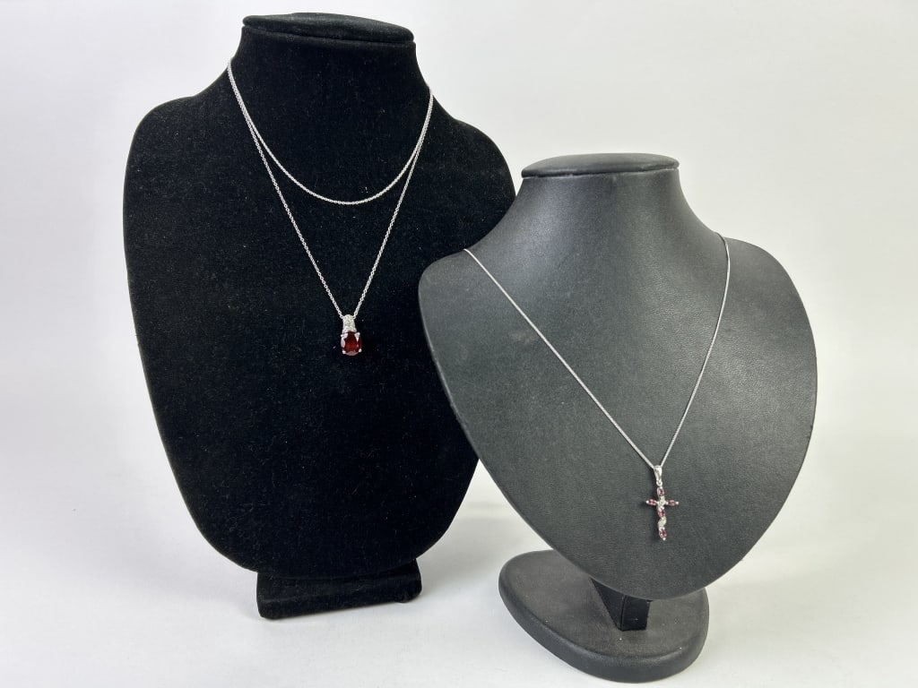 (3) Sterling Silver & Gemstone Necklaces (1 of 9)