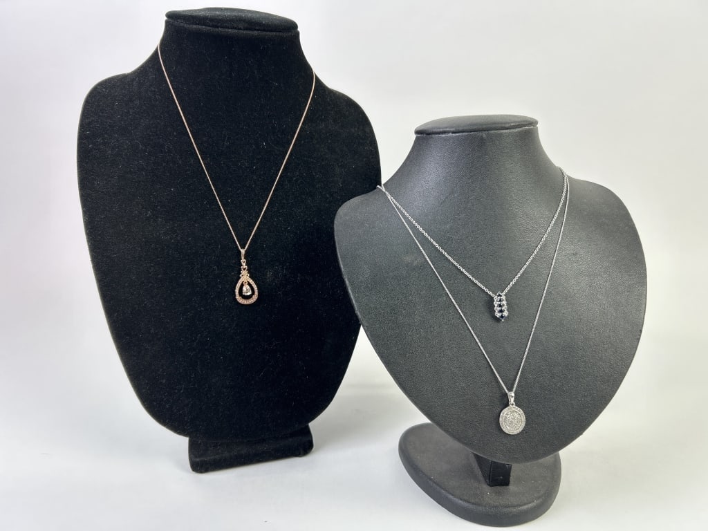 (3) Sterling Silver & Gemstone Necklaces (1 of 15)