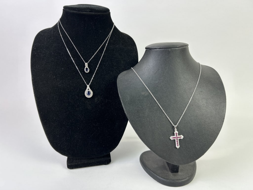 (3) Sterling Silver & Gemstone Necklaces (1 of 17)