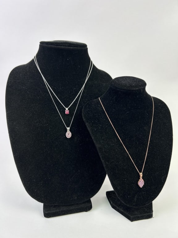 (3) Sterling Silver & Gemstone Necklaces (1 of 17)