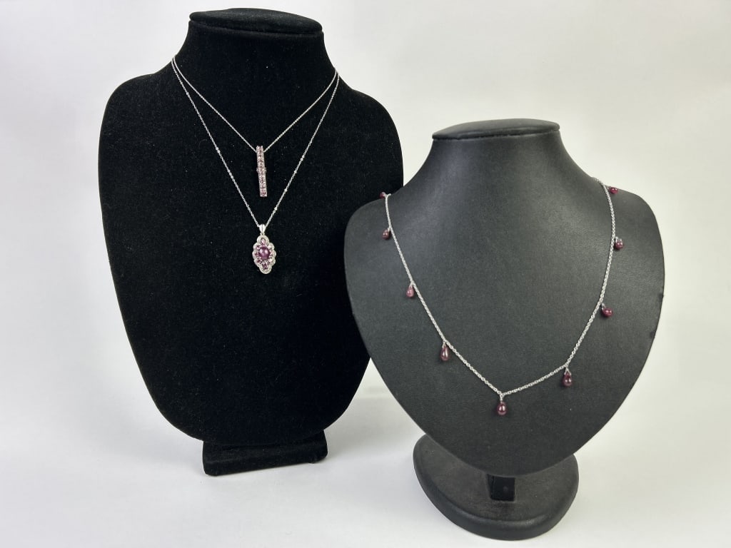 (3) Sterling Silver & Gemstone Necklaces (1 of 15)