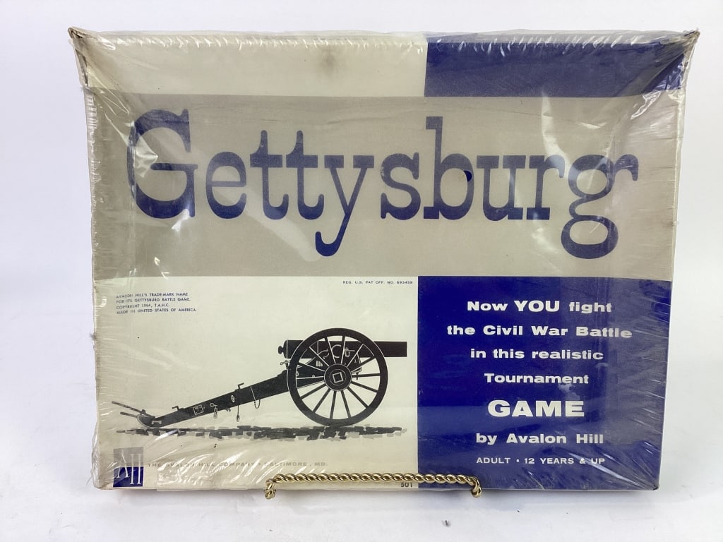 Avalon Hill Civil War Gettysburg Game #501: Gettysburg - Civil War Battle Game. 1964 The Avalon Hill Company #501. Sealed - tears in seal and box crushed