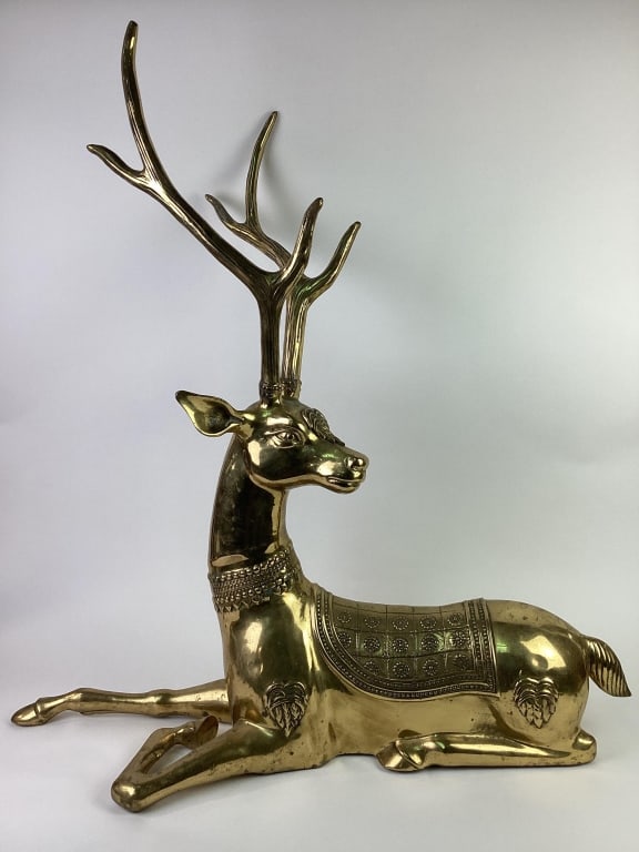 Brass Deer Scultpure Over 39 lbs (1 of 10)