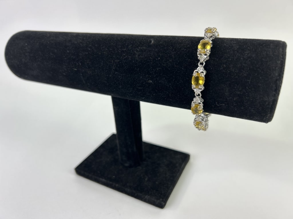 Sterling Silver & Citrine Bracelet 18.94 grams (1 of 5)