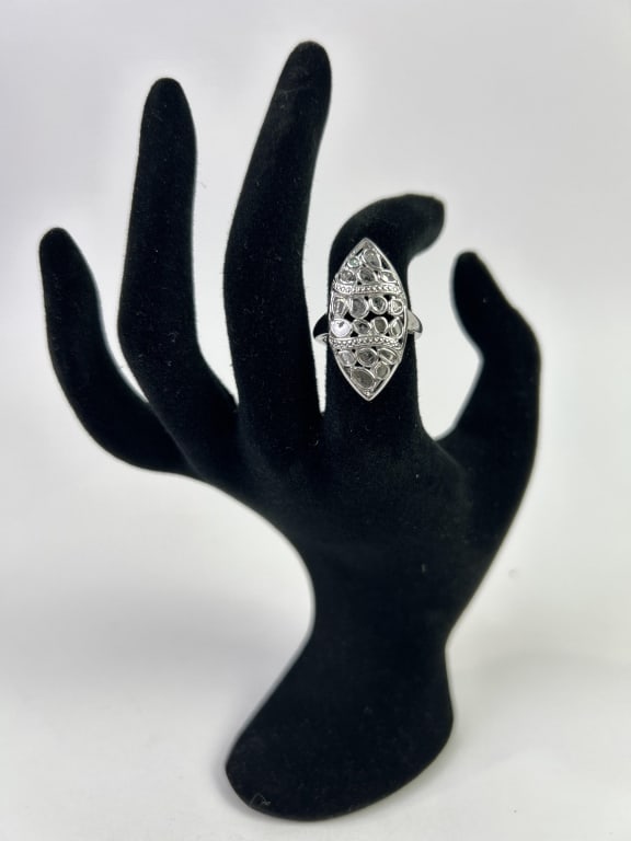 Sterling Silver Natural Diamond Slice Cocktail Ring (1 of 5)