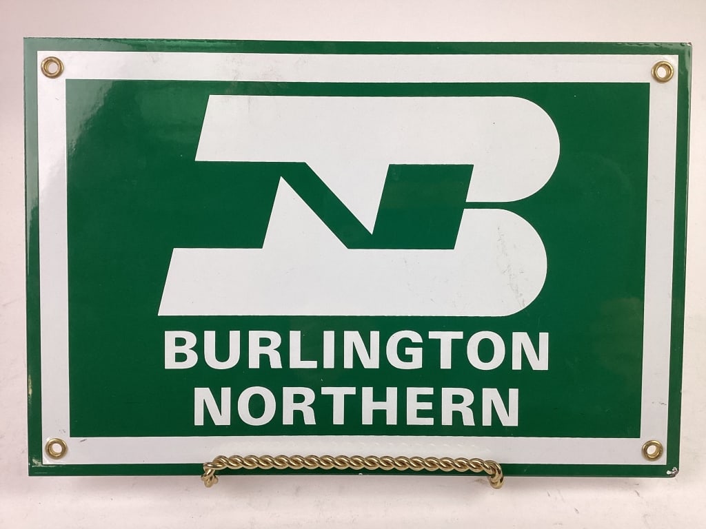 Repro Burlington Northern Railroad Enameled Sign (1 of 3)