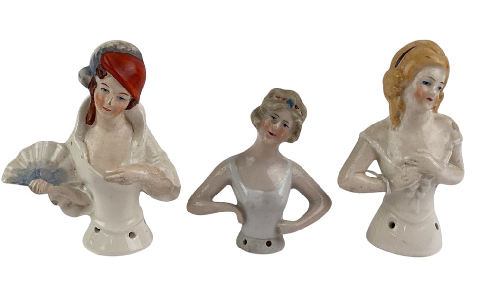German Porcelain Half Doll Pin Cushion Holders (1 of 7)