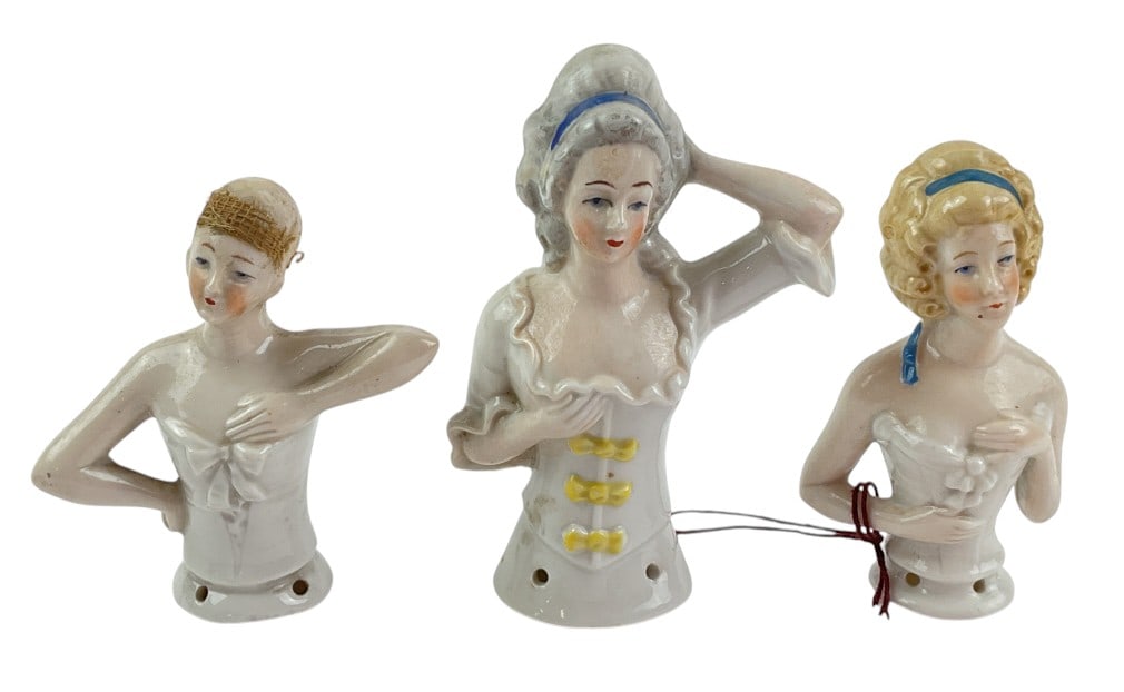 German Porcelain Half Doll Pin Cushion Holders (1 of 7)