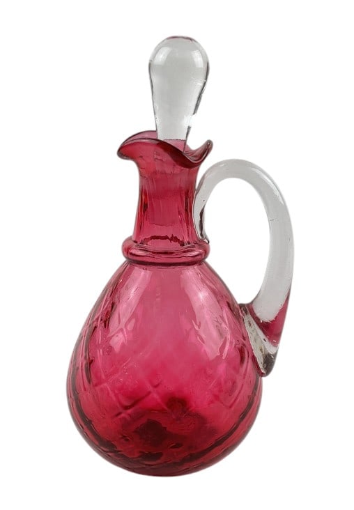 Diamond Optic Cranberry Glass Cruet (1 of 8)