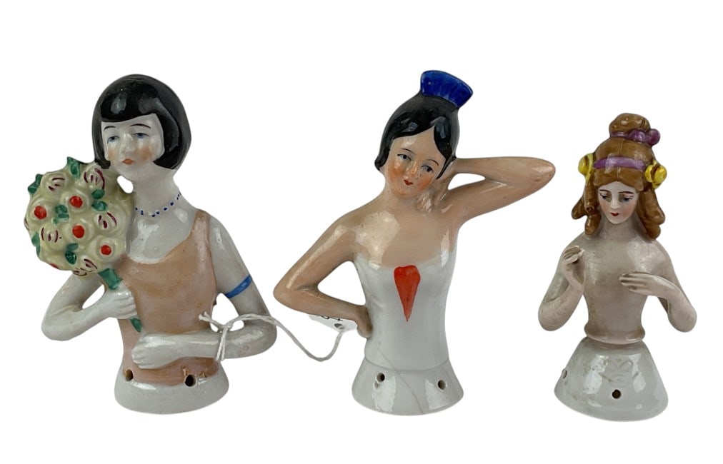 Porcelain Half Doll Pin Cushion Holders (1 of 7)