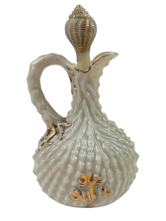 Northwood Uranium Custard Glass Argonaut Shell Cruet c. 1898-1915 (1 of 7)