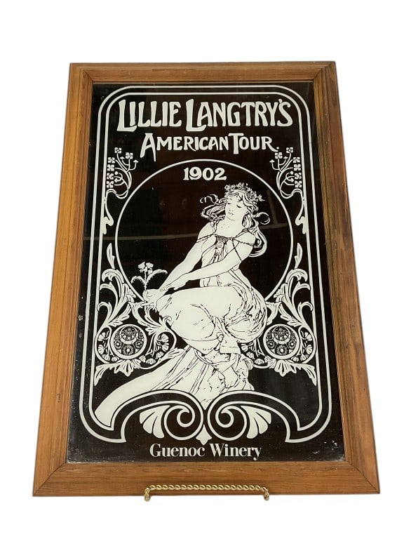 Lillie Langtry's American Tour Etched Framed Advertising Mirror Sign (1 of 5)