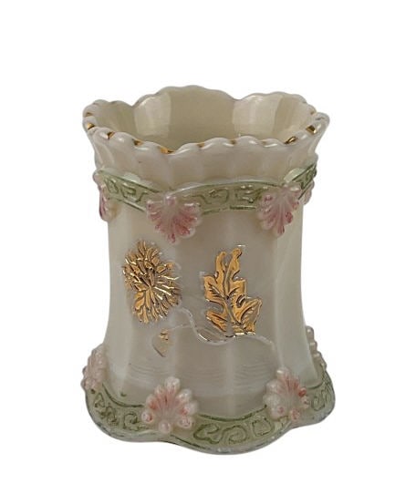 Northwood Custard Glass Uramium Crysanthemum Sprig Toothpick Holder Circa 1898-1903 (1 of 5)