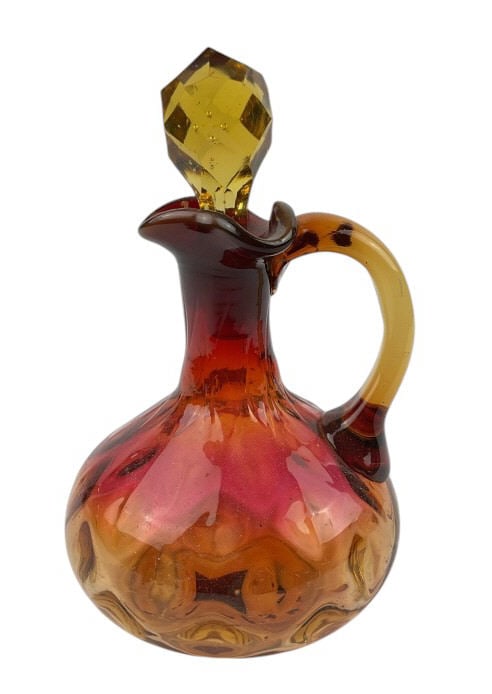 Victorian Amberina Diamond Optic Art Glass Cruet. Probably Hobbs, Brockunier & Co. 19th Century (1 of 3)