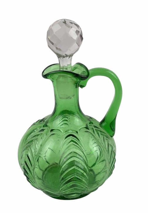 US Glass Co. EAPG Emerald Green Florida Cruet c. 1898 (1 of 5)