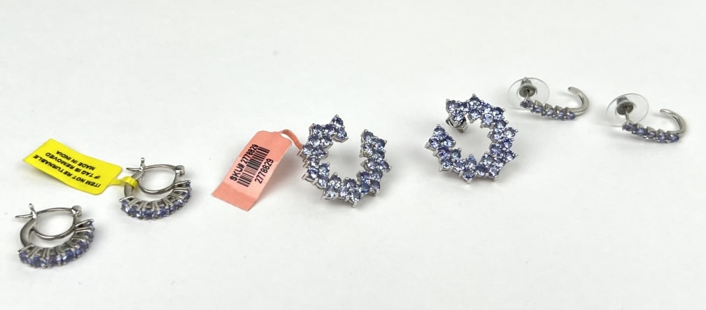 (3) Pairs of 925 Sterling Silver Earrings, One pair made in India another pair made in China, (1 of 5)