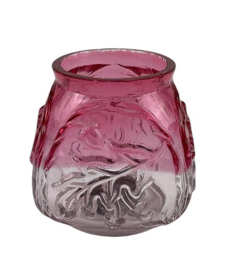 Northwood Rubina Glass Royal Oak Toothpick Holder Circa 1889: Measures approximately 2 inches tall.