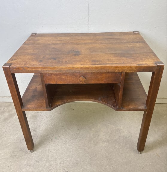 Arts & Crafts Mission Oak Desk: Arts & Crafts Mission Oak Desk. 31.75 inches high x 36 inches wide x 24.25 inches deep.
