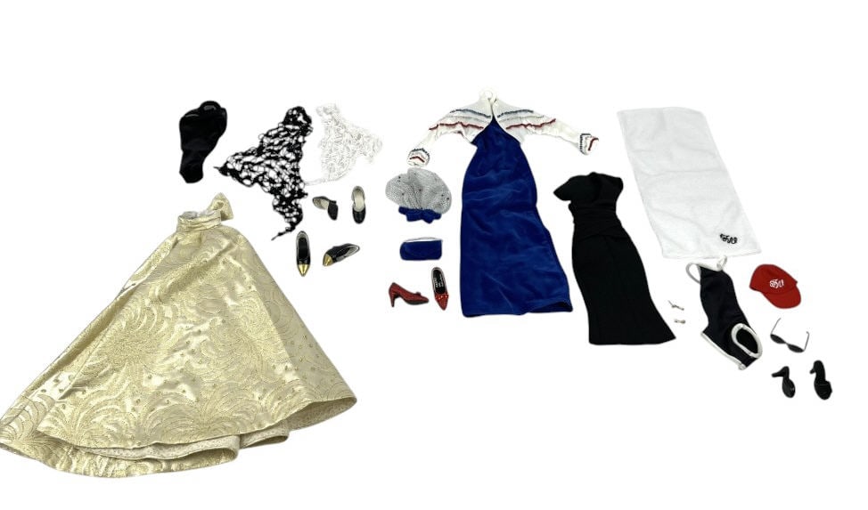 (3) Pairs of Doll Clothes: Tonner Tyler Swim Suit/ Shoes/ Hat Towel/ Sunglasses, 2 Gene Doll (1 of 5)