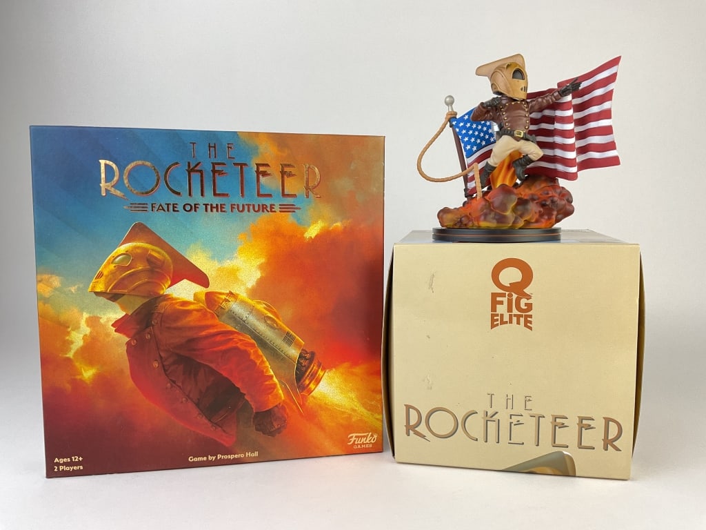 The Rocketeer Figurine and The Rocketeer Fate of The Future: Q Fig Elite 102 The Rocketeer Figurine and Funko Games The Rocketeer Fate of The Future. In original boxes