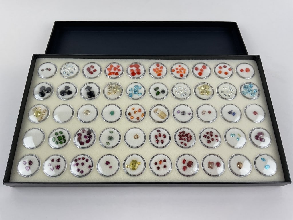 Tray of Loose Gemstones including Garnet, Fire Opal, and More (1 of 5)