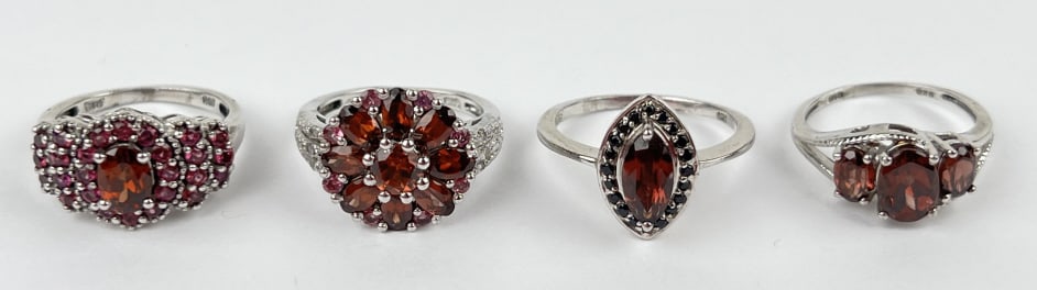 (4) 925 Sterling Silve Rings featuring Gemstones. (1 of 2)