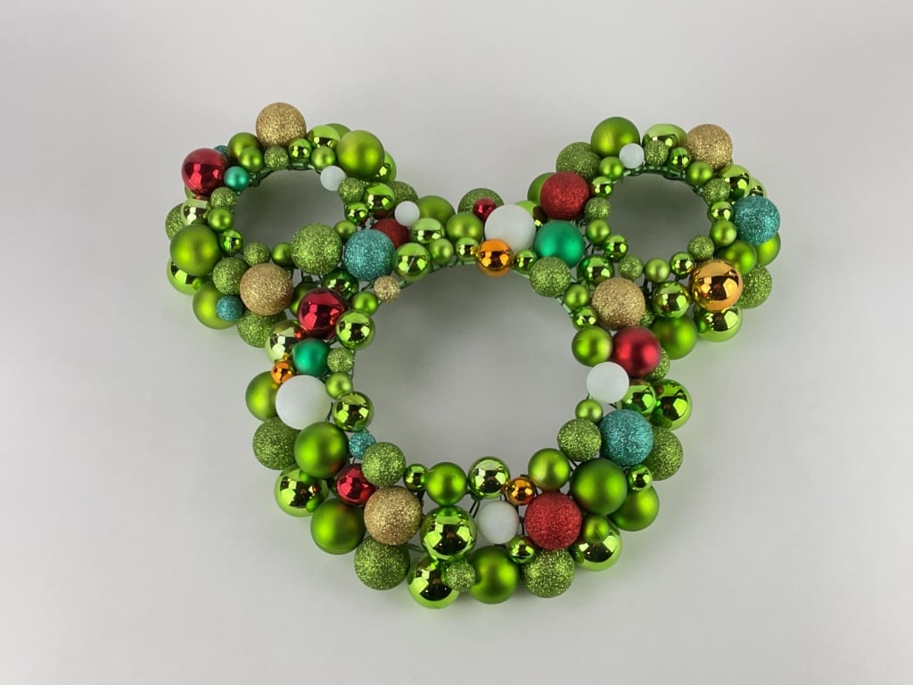 Mickey Mouse Christmas Wreath: Disney Parks 2023 Mickey Mouse Wreath Shaped like Mickey's Head.