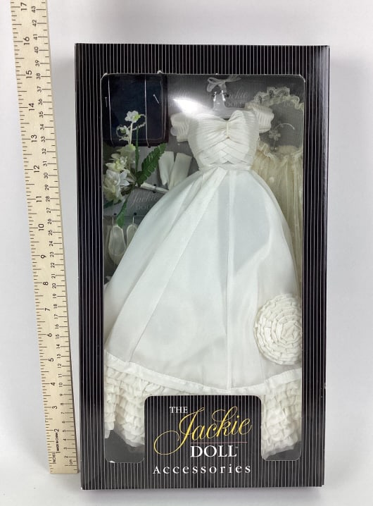 Franklin Mint The Jackie Doll Accessories: Franklin Mint The Jackie Doll Accessories in original box. Includes a dress, necklace, flowers, shoes, etc..