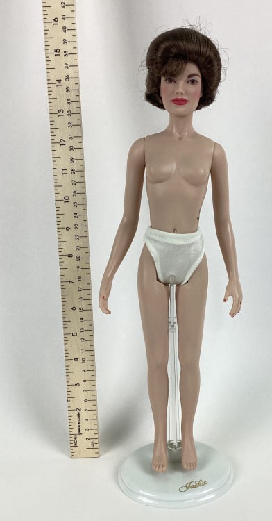 Franklin Mint Jackie Kennedy Doll: Franklin Mint Jackie Kennedy Doll, has no clothes, no box, no COA, included Stand. # AI0612