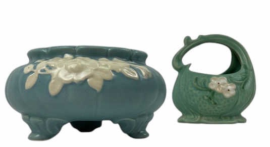 Weller Basket Vase and Planter Bowl (1 of 4)
