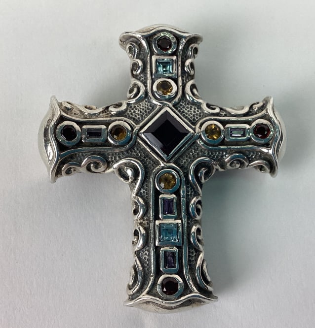 .925 Sterling Silver Barse Cross Pendant (1 of 6)