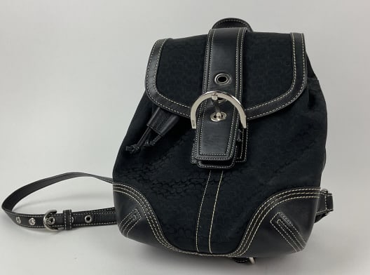 Coach Signature Soho Mini Backpack: Coach Signature Soho Mini Backpack in the color black