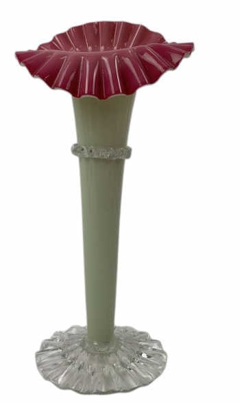 Antique Victorian Cased Peachblow Type Art Glass Jack-in the- Pulpit Vase: Antique Victorian Cased Peachblow Type Art Glass Jack-In-The-Pulpit Vase 19th century. 12.5" tall