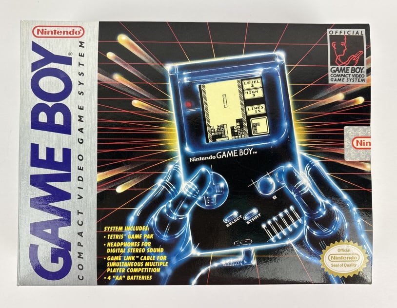 Game Boy Compact Video Game System: Game Boy Compact Video Game System 1989, includes Nintendo Game Boy, power cord, batteries, Tetris game cartridge and instruction booklet