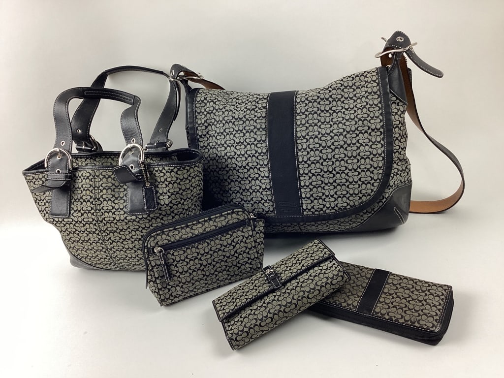 Coach Signature Jaquard Handbag, Tote, Makeup Bag, and Wallets (1 of 6)