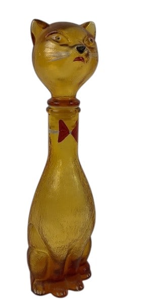 Mid Century Empoli Italian Glass Cat Decanter: Mid Century Empoli Italian Glass Cat Decanter measuring approx. 14" tall