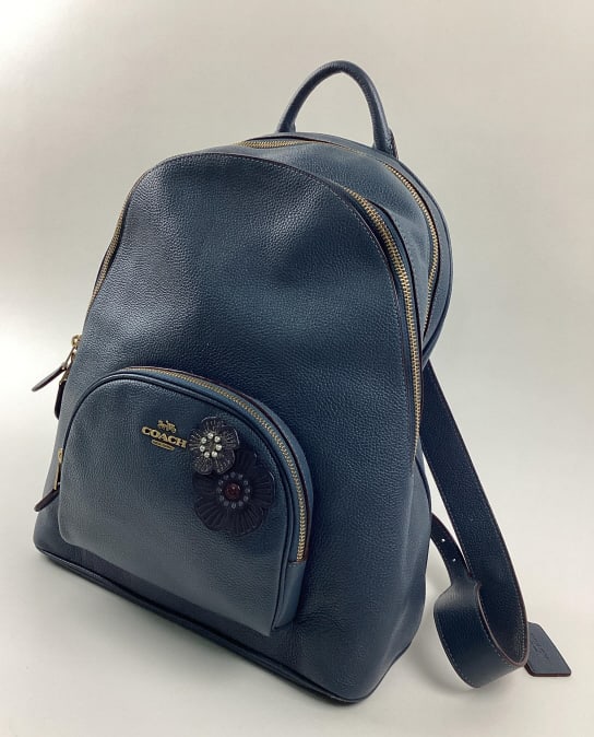 Coach Court Backpack: Coach Court Backpack in Teal Peacock Blue Pebbled Leather