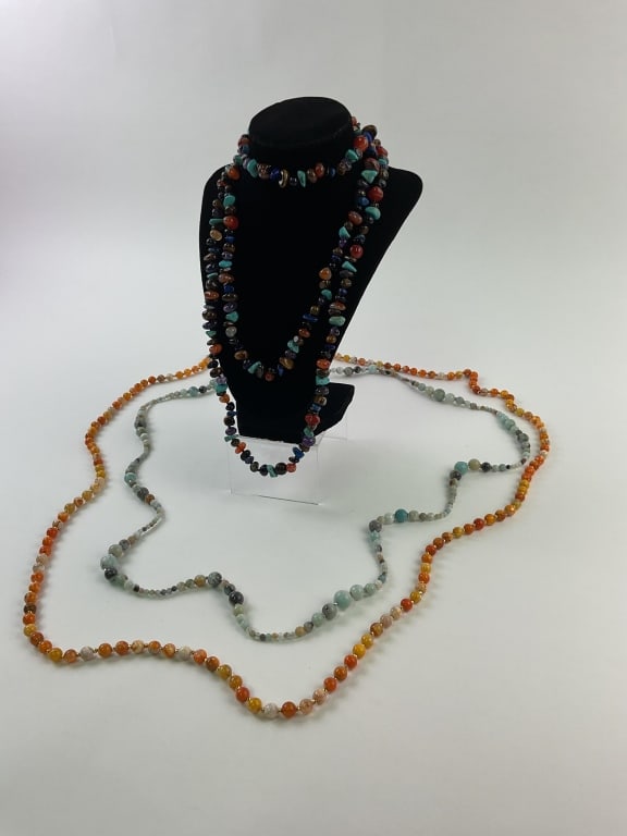 (3) Stone Bead Necklaces - 2
