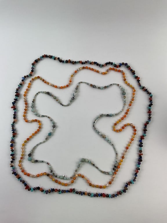 (3) Stone Bead Necklaces - 3