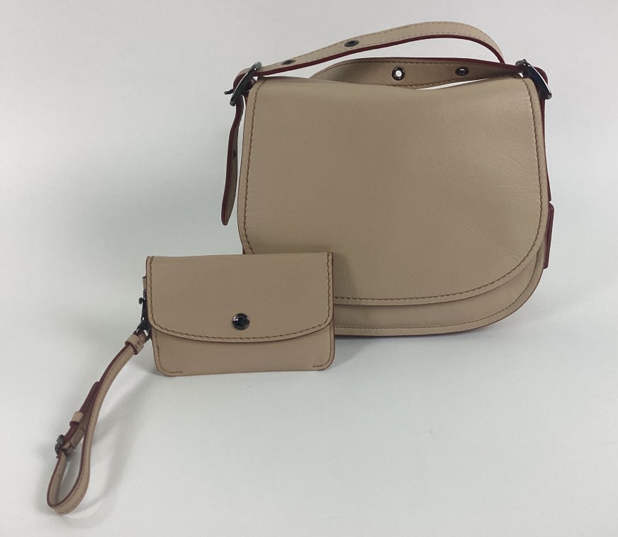 Light Tan 75th Anniversary Coach Pouch Saddle Bag w/ matching Coin/ Card Case (1 of 15)