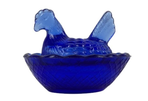Mini Cobalt Glass Hen on Nest (1 of 4)