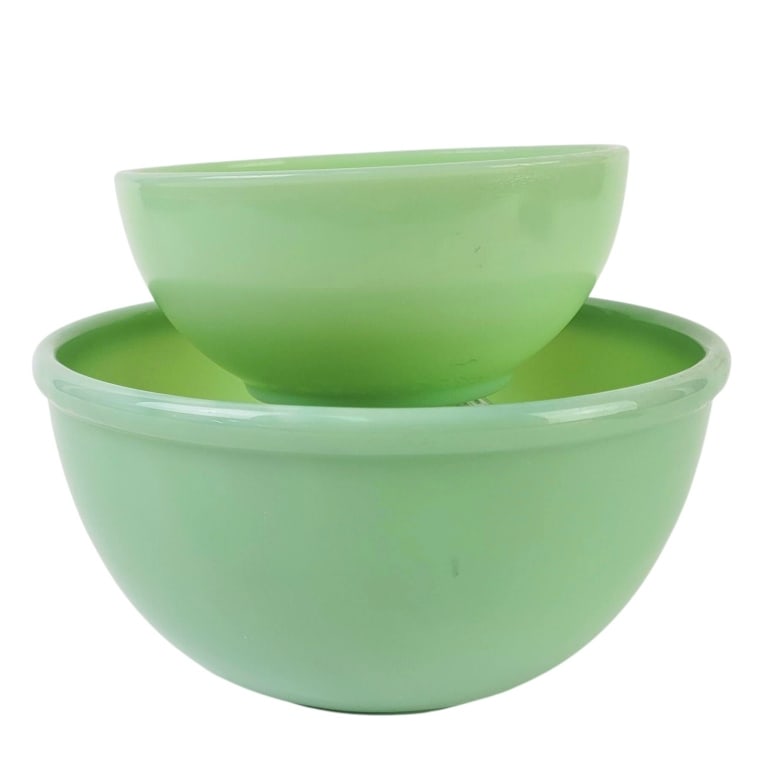 Fire King Oven Ware Jadite Bowls: Fire King Oven Ware Jadeite Bowls, 2 Bowls - 7" and 5"