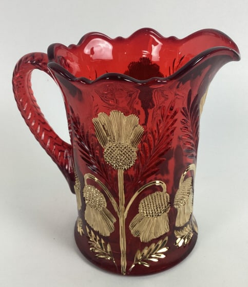 Mosser Ruby Red Inverted Thistle Pitcher - 2