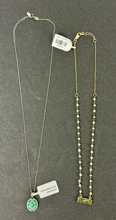 (2) Sterling Silver Necklaces with non-sterling clasps (1 of 9)
