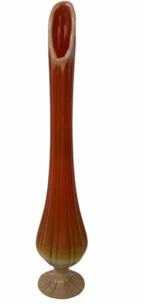 MCM Mid Century Modern L.E. Smith Bittersweet Swung Vase: MCM Mid Century Modern L.E. Smith Bittersweet Swung Glass Vase approx. 16" tall