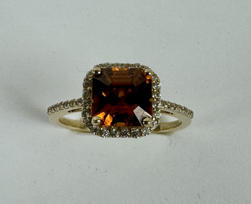 10K Gold Ring with Rectangular Orange Stone (1 of 6)